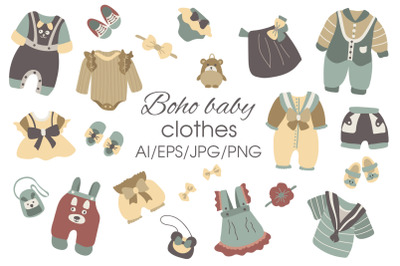 Boho baby clothes clipart
