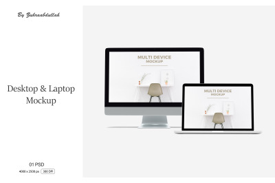 Desktop and Laptop Mockup