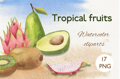 Tropical fruits. Watercolor Cliparts