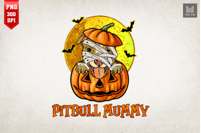 Pitbull Mummy in Pumpkin Halloween