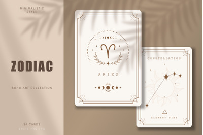 Zodiac signs and constellations cards