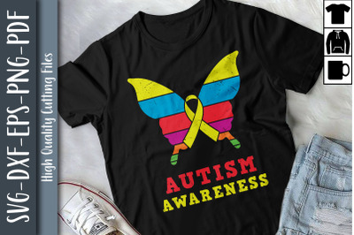 Autism Awareness Butterfly Ally Ribbon