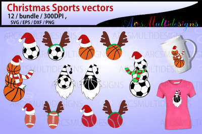 Christmas sports vector bundle