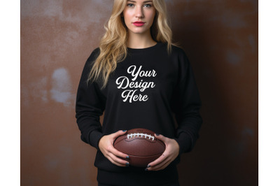 Football Black Woman Mockups, Sports Mockups Digital Download