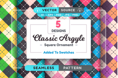 Set 5 Argyle Seamless Patterns | Elements PNG