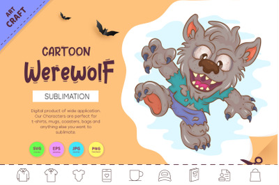 Cartoon Werewolf. Crafting, Sublimation.