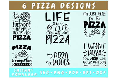 Pizza Quotes SVG Bundle&2C; 6 Designs&2C; Pizza Shirt SVG&2C; Pizza Sayings SVG