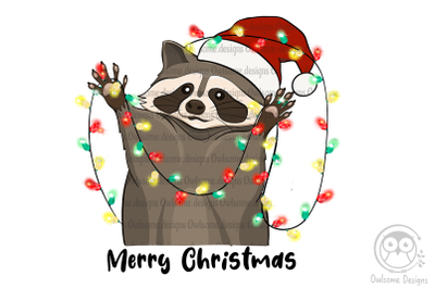 Racoon Merry Christmas Sublimation