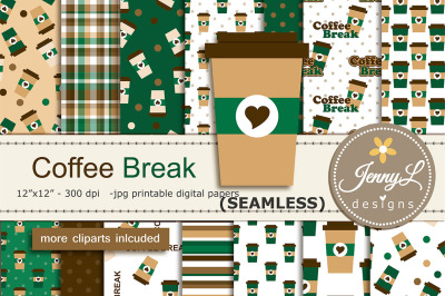 Coffee SEAMLESS Digital Papers &amp; Clipart