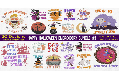Happy Halloween Embroidery Bundle #3 20 Designs