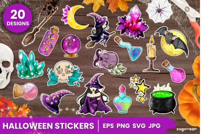 Halloween Witch Stickers SVG Bundle