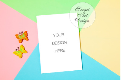 Birthday Invitation Card Template, 5x7 Blank Card Mockup, PSD, PNG,JPG