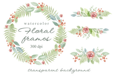 Floral Frames | Watercolor floral clipart