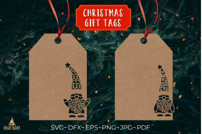 Christmas gift tag svg with Christmas gnomes