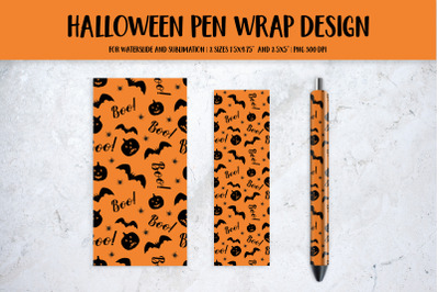 Orange Halloween Pen Wrap Design Sublimation or Waterslide