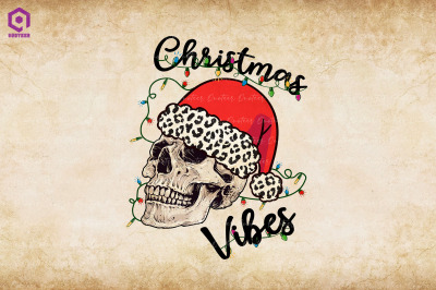 Christmas Vibes Skull Leopard Hat