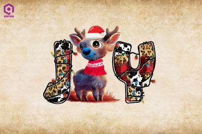 Joy Christmas Baby Reindeer Leopard