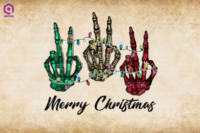 Merry Christmas Peace Skeleton Hand