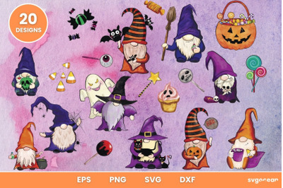 Halloween Mystical Gnomes Clipart SVG Bundle