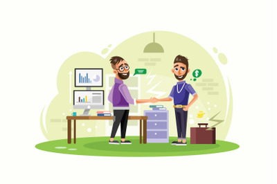 Business Partners Create a Startup Vector Illustration