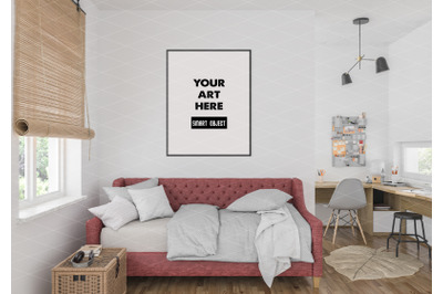 Interior scene artwork background frame mockup