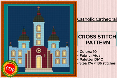 Catholic Cathedral Cross Stitch Pattern | Catholic Church