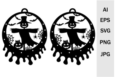 Earrings and pendants for Halloween, svg template