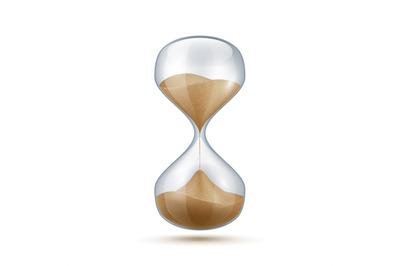 Realistic hourglass. 3D sand clock. Old-fashioned stopwatch for time m