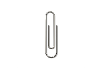 Realistic paper clip. Metal fasteners, twisted wire for binding sheets