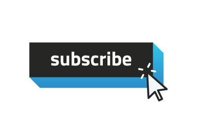 Subscribe button. Subscription to network content. Cursor clicking on