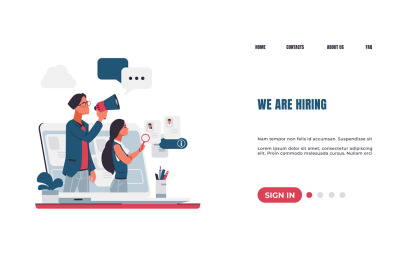 Workers hiring landing page. Recruitment concept. Vacancy announcement