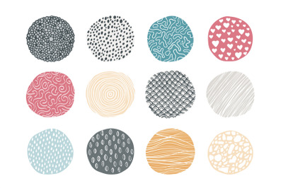 Abstract circle pattern. Natural geometric texture with hand drawn doo