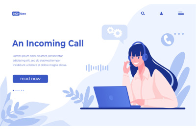 Customer support landing page. Call center and hotline concept. Ask qu