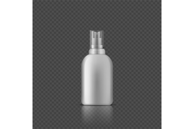 Sanitizer spray bottle for hands hygiene. Realistic cylindrical vial w