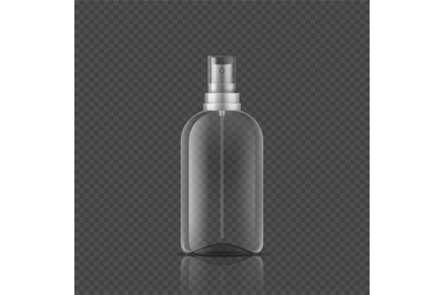 Spray bottle. Realistic empty package&2C; 3D tube from glass or plastic a