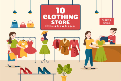 10 Fashion Clothing Store Illustration