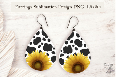 Sunflower teardrop sublimation earrings design