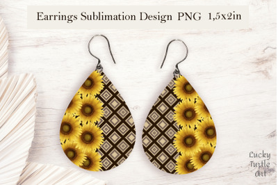 Sunflower teardrop sublimation earrings design