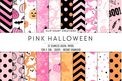 Pink Halloween Seamless Digital Papers