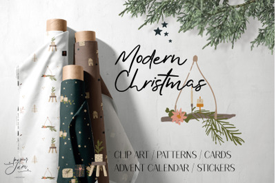 Modern Christmas clip art and patterns