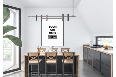 Interior scene artwork background frame mockup