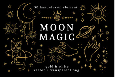 MOON MAGIC Gold And White Witchcraft Occult Astrology Set