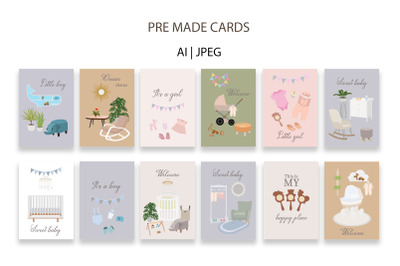 Baby Pre-made Cards Set Printable
