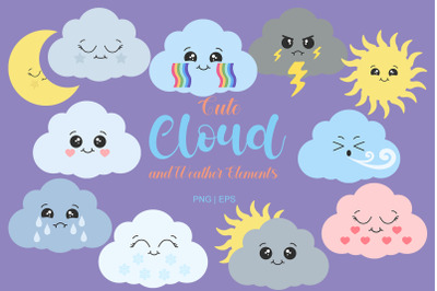 Cute Cloud and Weather Elements Graphic