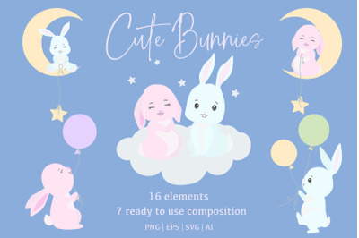Cute Bunnies Clipart