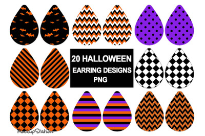 Halloween Earring Sublimation Bundle | Spooky Tear Drop Earrings PNG