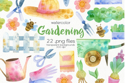 Watercolor Garden Clipart - PNG Files