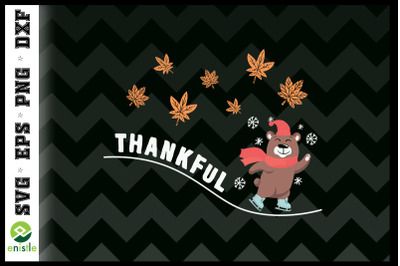 Thankful bear Cute Thanksgiving Leaves