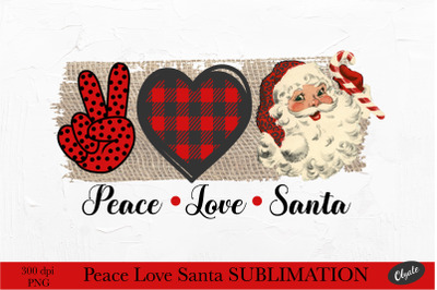 Peace Love Santa Sublimation. Christmas Sublimation PNG