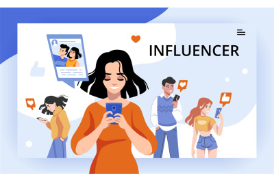 Influencer. Digital marketing campaign, social post and network conten